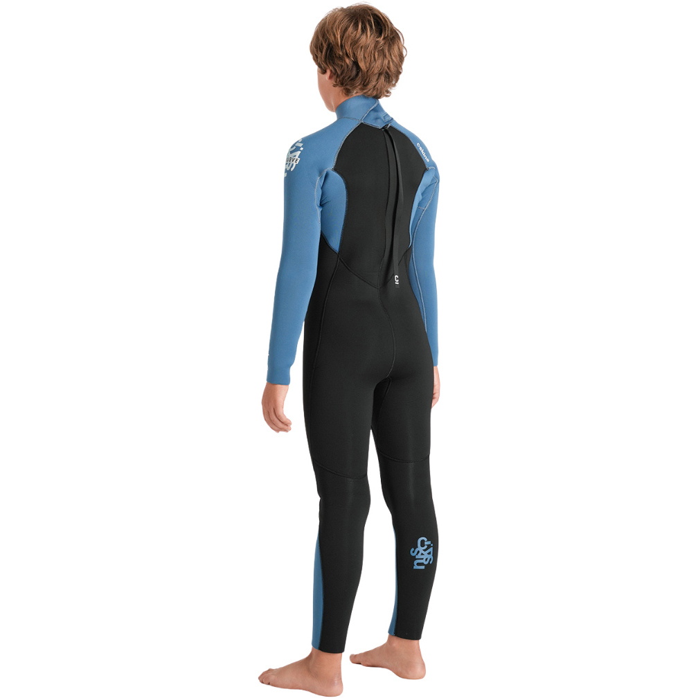 2026 C-Skins Junior Nuwave Legend 5/4/3mm Back Zip Wetsuit C-NLE54JBZ - Black / Steel Blue / Aqua